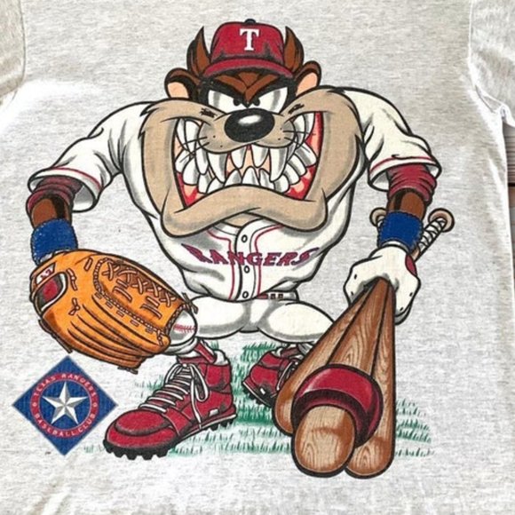 Vintage MLB Texas Rangers Looney Tunes Taz T-shirt, Texas Rangers Shirt, MLB Wor - Picture 2 of 2